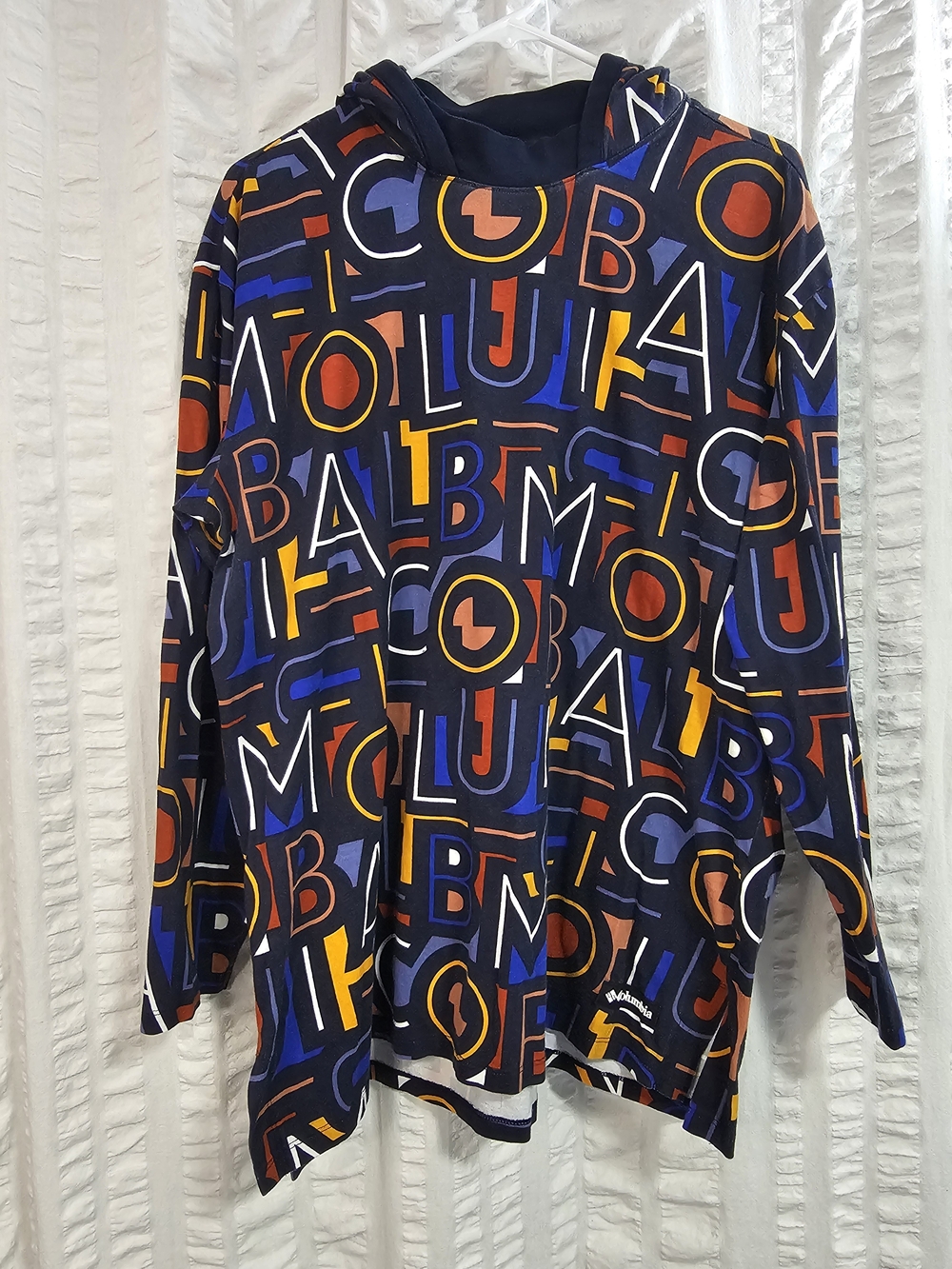 Columbia Sportswear Crew Neck Hooded Y2K Retro All Over Spell Out XL